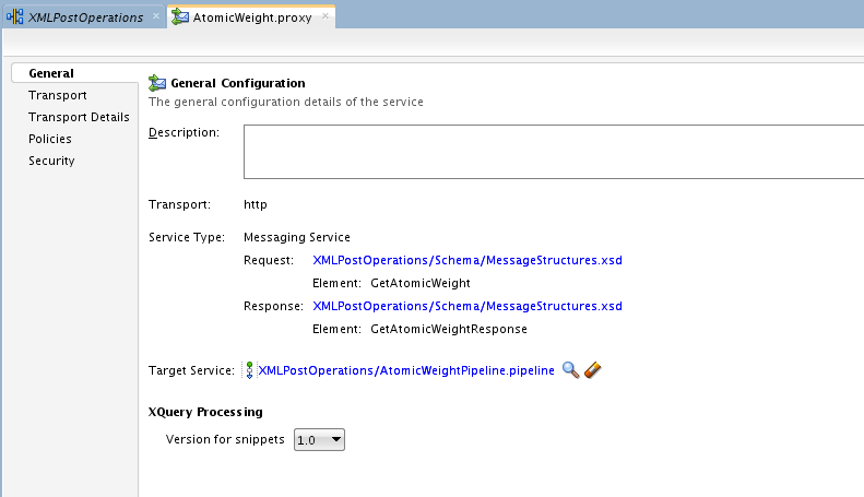 Definition of XML Post proxy for ‘GetAtomicWeight’ operation