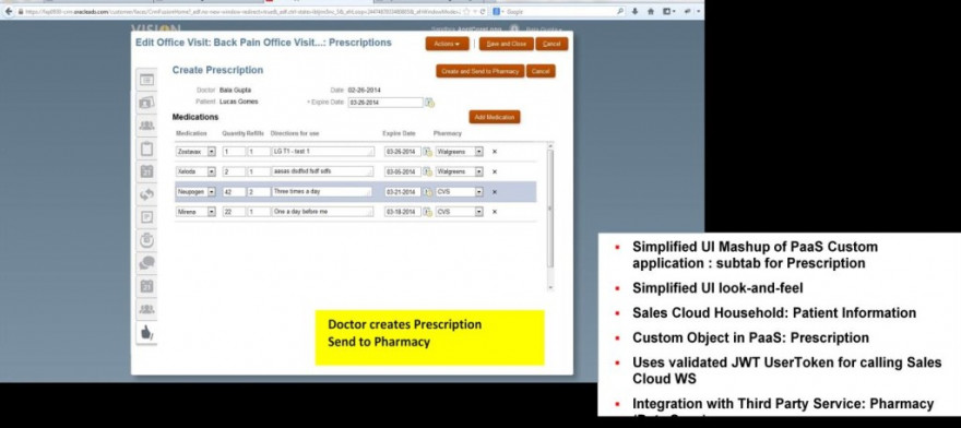 Fig 6: Fusion CRM Simplified UI – extended with a custom ADF form running on Oracle Java Cloud Service. The custom form enables us to store ‘additional data’ outside of the Oracle Sales Cloud Application